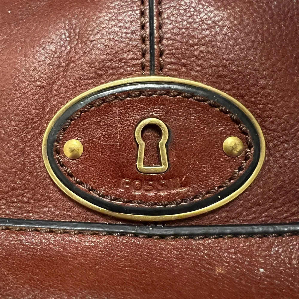 Vintage Fossil Brown Leather Shoulder Bag Adjustable Maddox Boho Tote Carryall